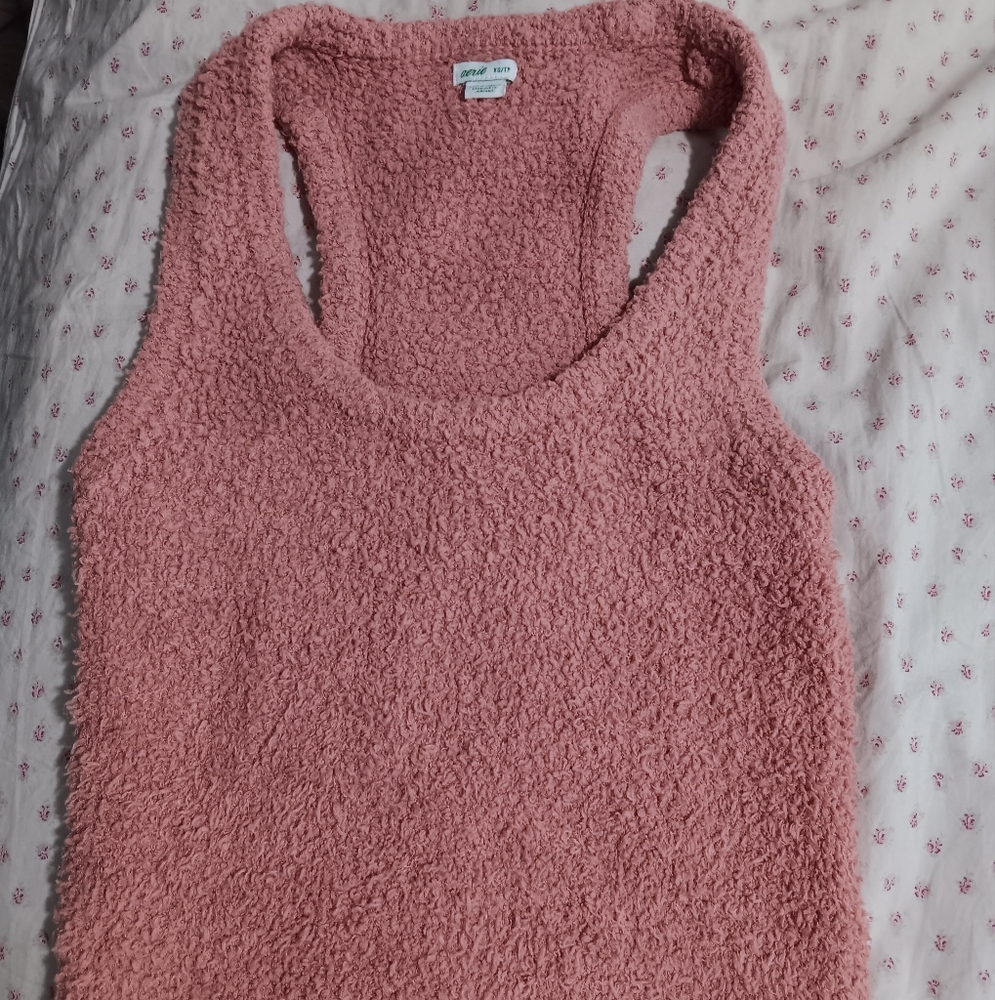 Aerie Soft Peach Fuzzy Tank Top Size Xsmall